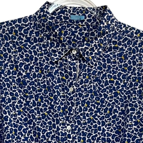 J. McLaughlin LOIS Button Down Women's Shirt Blue and White Floral Size XL - Picture 6 of 6